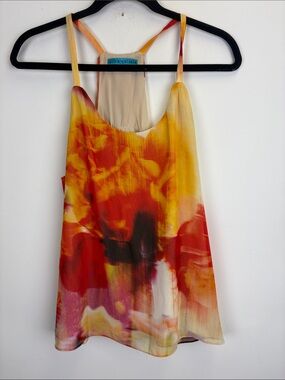 Alice + Olivia Abstract Print Racerback Tank Top Size Small Colorful Sleeveless